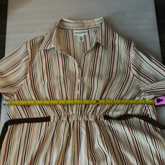 Motherhood Maternity Striped Button Up Tie Belt Elastic Waist Top L Multicolor - Picture 7 of 11